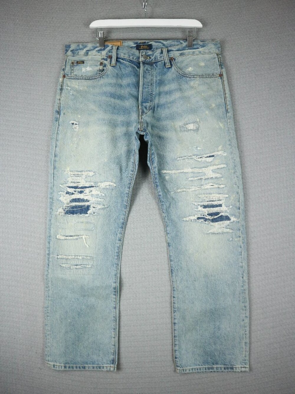 Polo Ralph Lauren The Classic Fit Rigid Distressed Patched Style Mens 36x30 BNWT